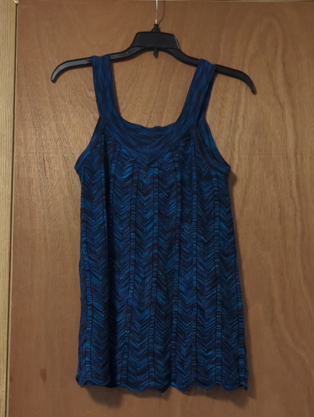 Blue Chevron Knit Tank Top - Women
